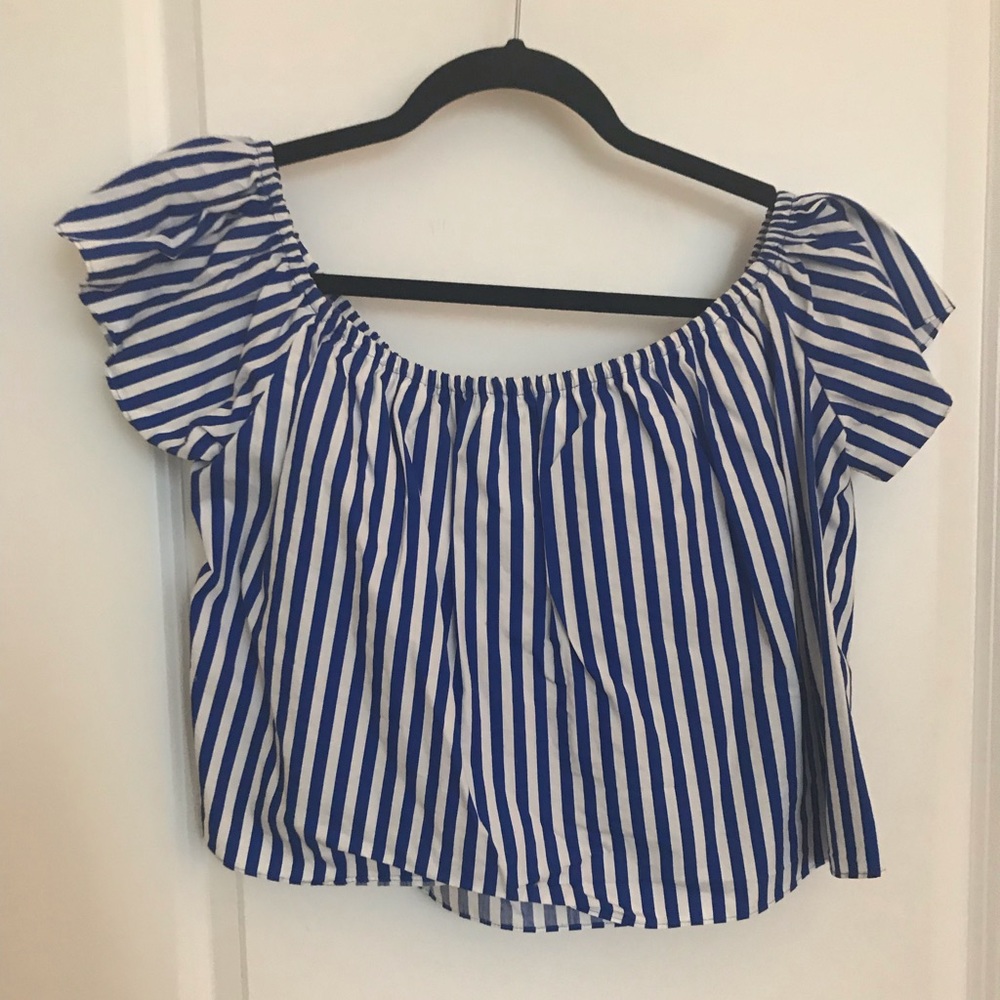 Zara off the shoulder stripe shirt